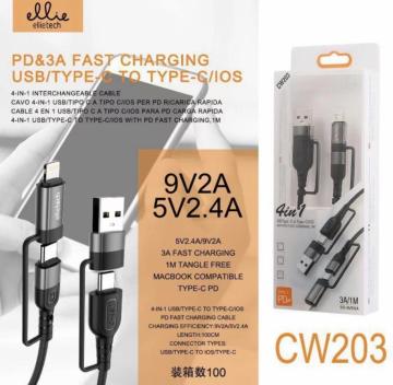 ELLIE CW203 USB TYPE-C TO TYPE-C LINGHTNING 4 IN 1 1M